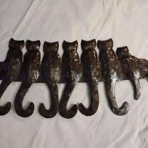 Cat Key Holder Hook Cast Iron NWT